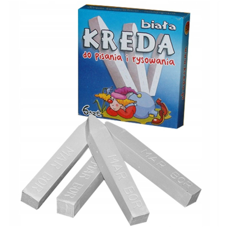 Kreda biała do pisania i rysowania 6 szt. Mar-Bor