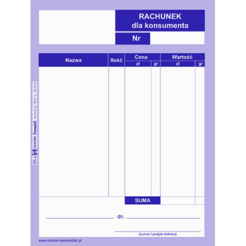 Rachunek A6 dla konsumenta numerowany RR-4N
