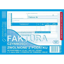 FAKTURA CZYNNOŚCI ZWOLNIONE Z PODATKU 198-3E