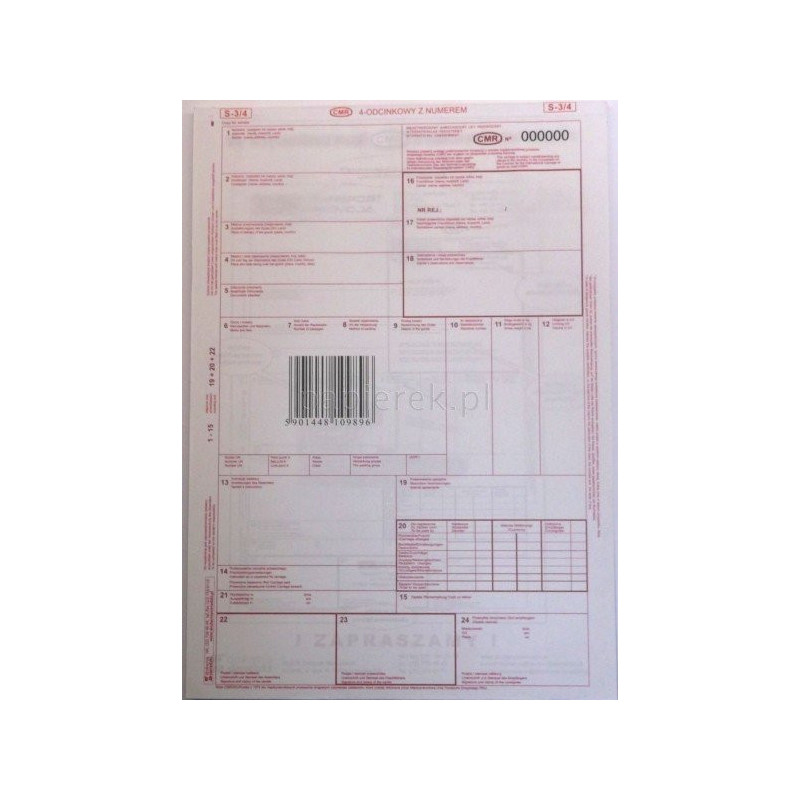 LIST PRZEWOZOWY CMR 4-ODC NUMEROWANY