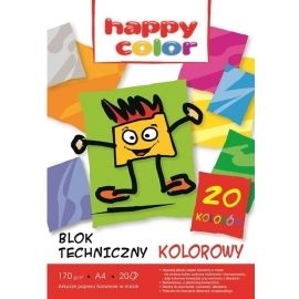Blok techniczny kolorowy A4 20 ark Happy Color