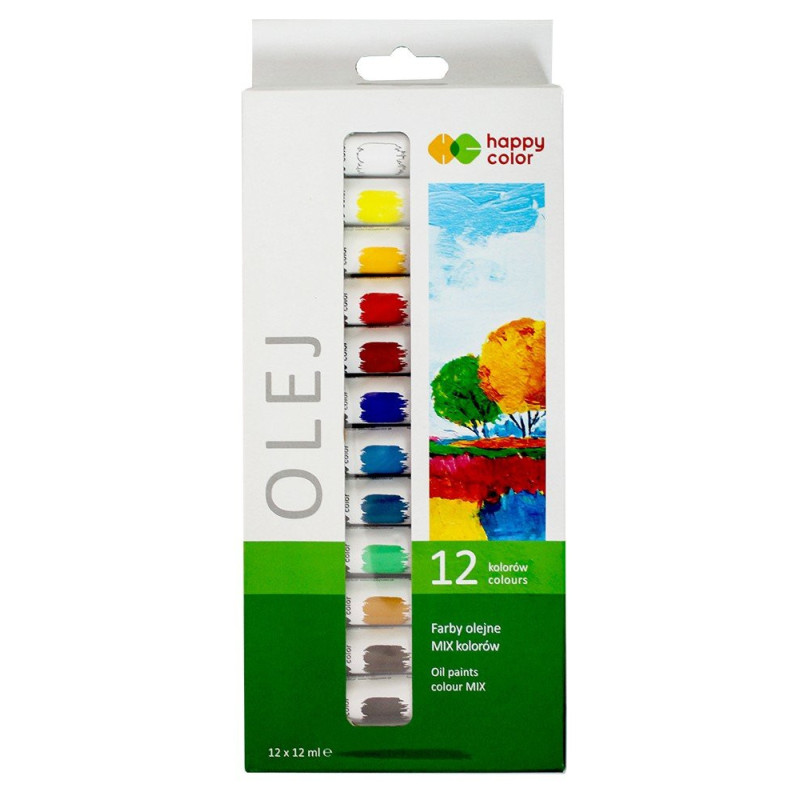 Farby olejne 12 kolorów 12ml Happy Color