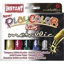 Farby tempera w sztyfcie Playcolor Metallic 6 kolorów