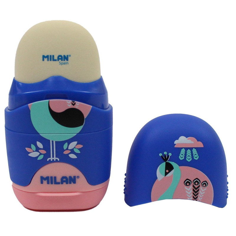 Temperówka + gumka Milan peacock Paw