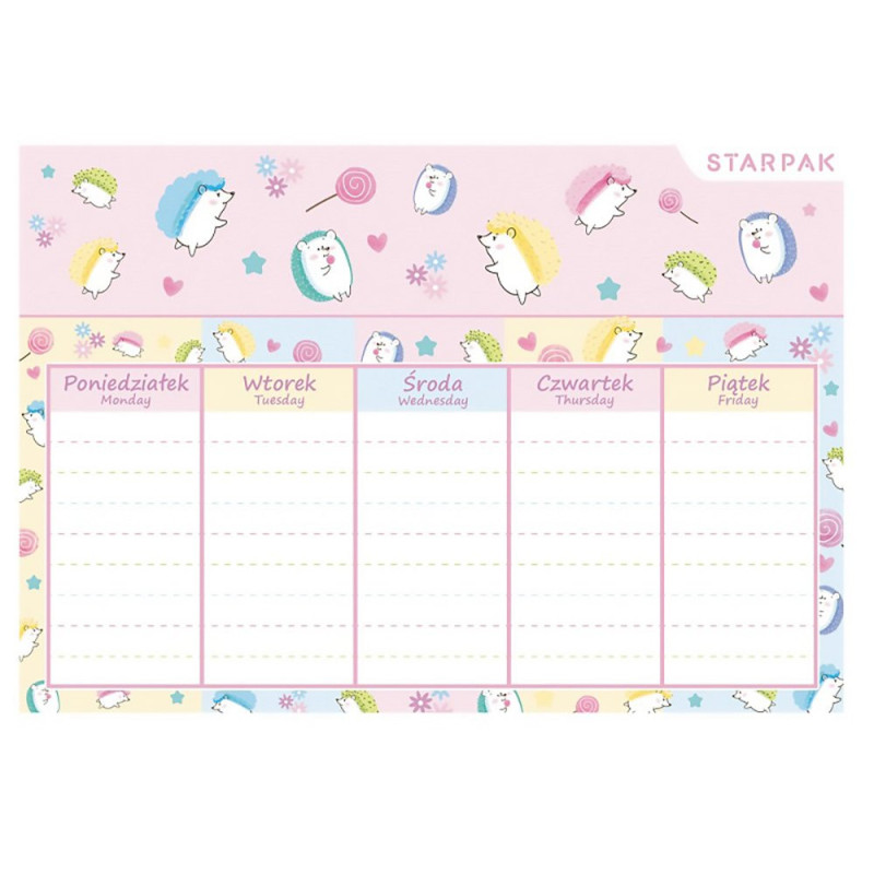 Plan lekcji Pastel Pastelowe Love Jeże