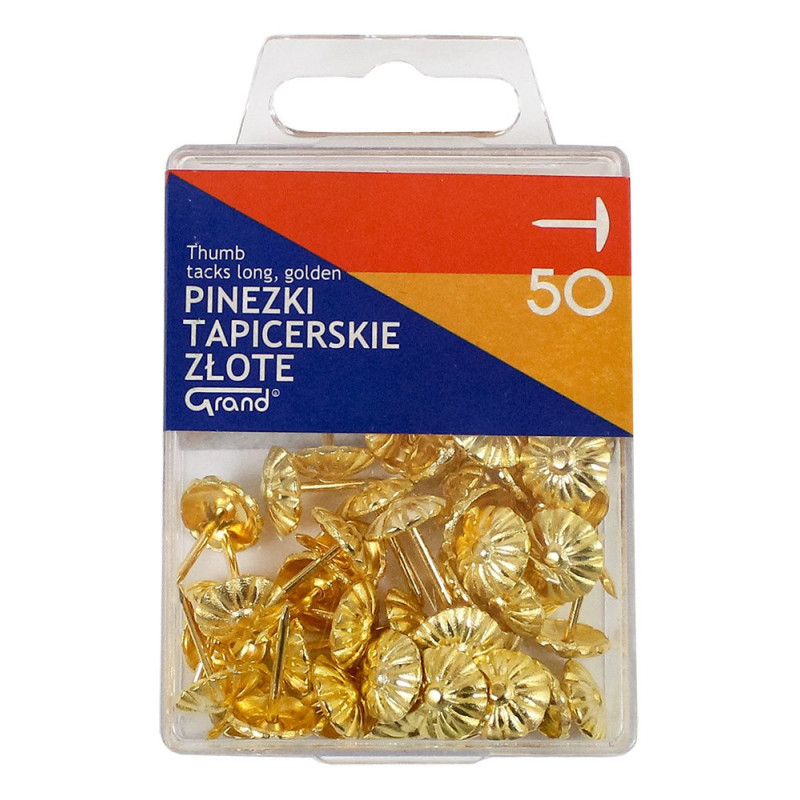 Pinezki tapicerskie złote Grand 15 mm 50 szt.
