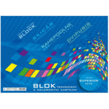 Blok techniczny A3 z kolorowymi kartkami 25k