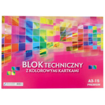 Blok techniczny A3 z kolorowymi kartkami premium Kreska