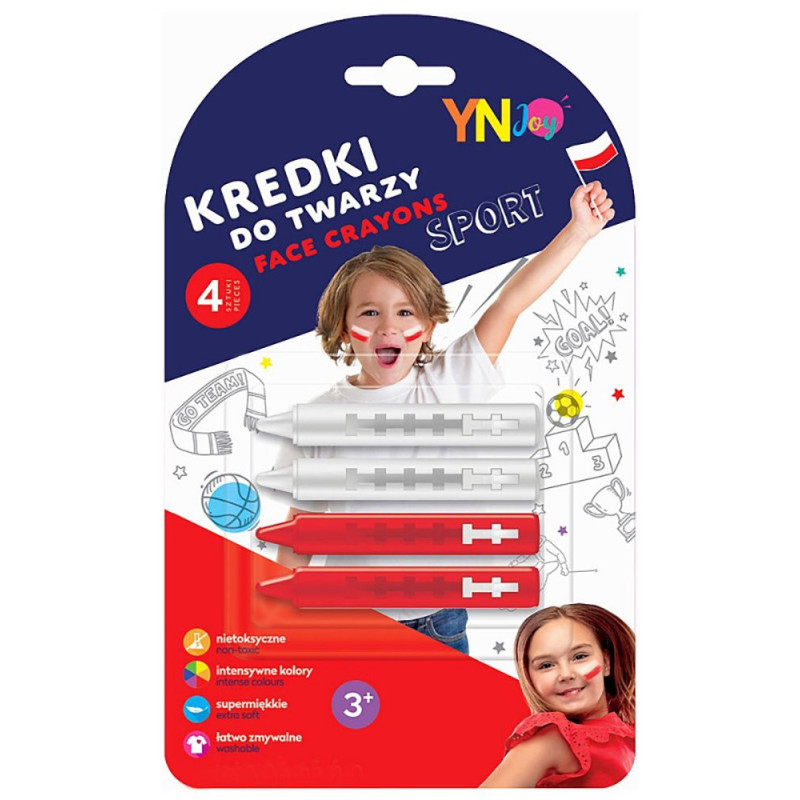 Kredki do twarzy biało-czerwone Sport