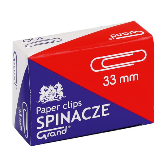Spinacze biurowe okrągłe 33 mm Grand, opakowanie 100 szt.