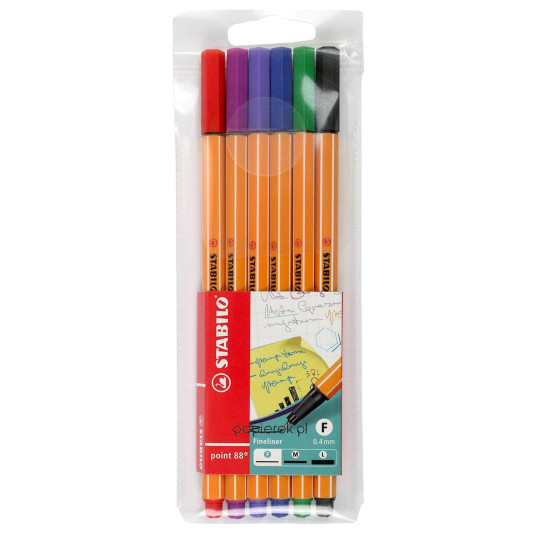 Cienkopis Stabilo 6 sztuk POINT 88 zestaw