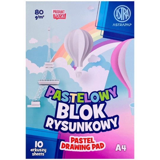 Blok rysunkowy kolorowy pastelowy A4 Astra 10k
