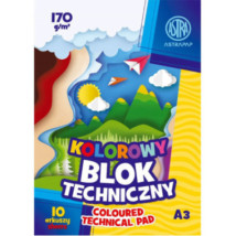 Blok techniczny kolorowy A3 ASTRA 10 arkuszy 170g