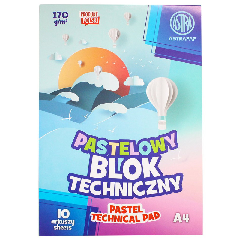 Blok techniczny pastelowy A4 170g 10k Astrino
