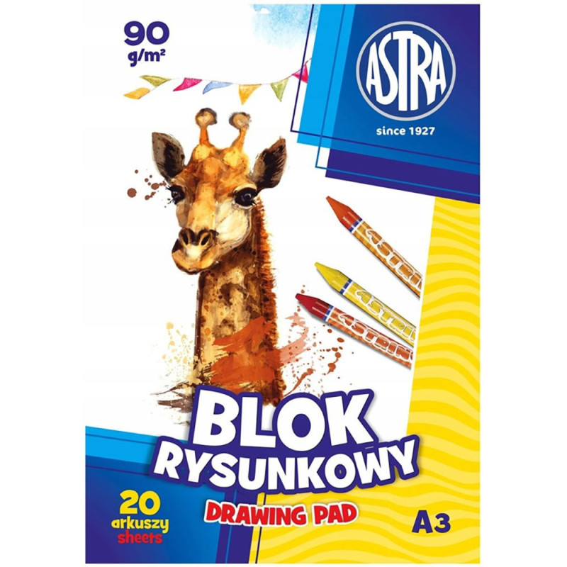 Blok rysunkowy biały Astra A3 20k 90g