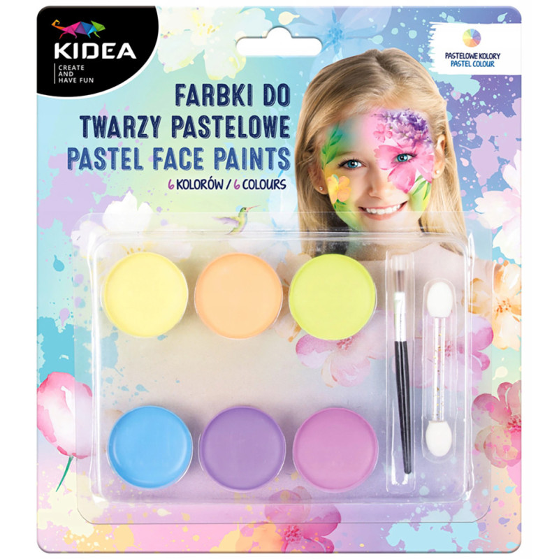 Farbki do twarzy pastelowe Kidea 6 kolorów