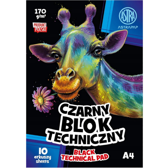 Blok techniczny czarny A4 Astra 10 arkuszy