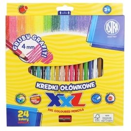 Kredki ołówkowe Astra XXL gruby grafit 4 mm 24 kolory