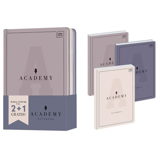 Zestaw brulionów A5 Academy 2+1 gratis 96k kratka