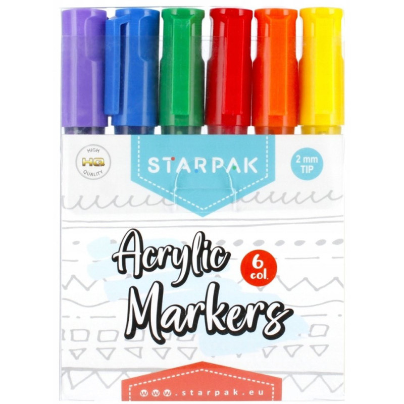 Markery akrylowe okrągłe 6 kolorów Starpak